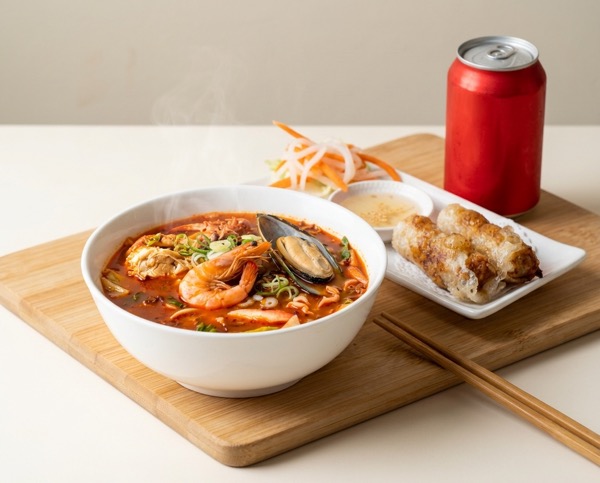 Quick Combo with pho, cha gio roll and a can drink at Pho Heaven Westgate